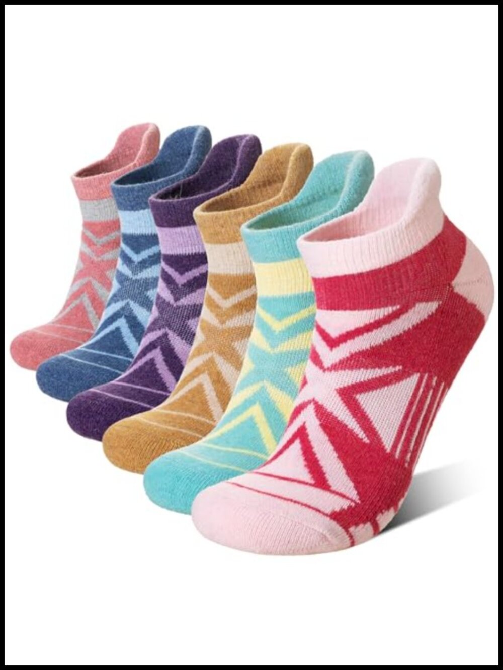 Merino Wool Ankle Running Socks Thick Cushioned Support No Show 6 Pairs